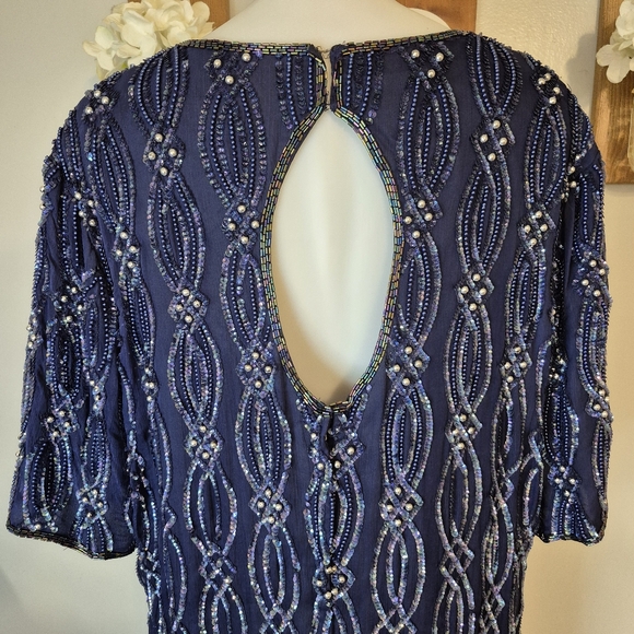 Sténay Beaded Sequin Keyhole Back Silk Dress - Picture 8 of 14